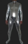 Argent déguisement seconde peaus brillant effet métallique zentai suture