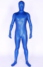 Bleu écaille poisson motif brillant métallique combinaison intégrale déguisement seconde peau