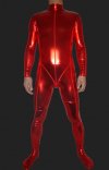 Rouge déguisement seconde peau brillant effet métallique zentai suture